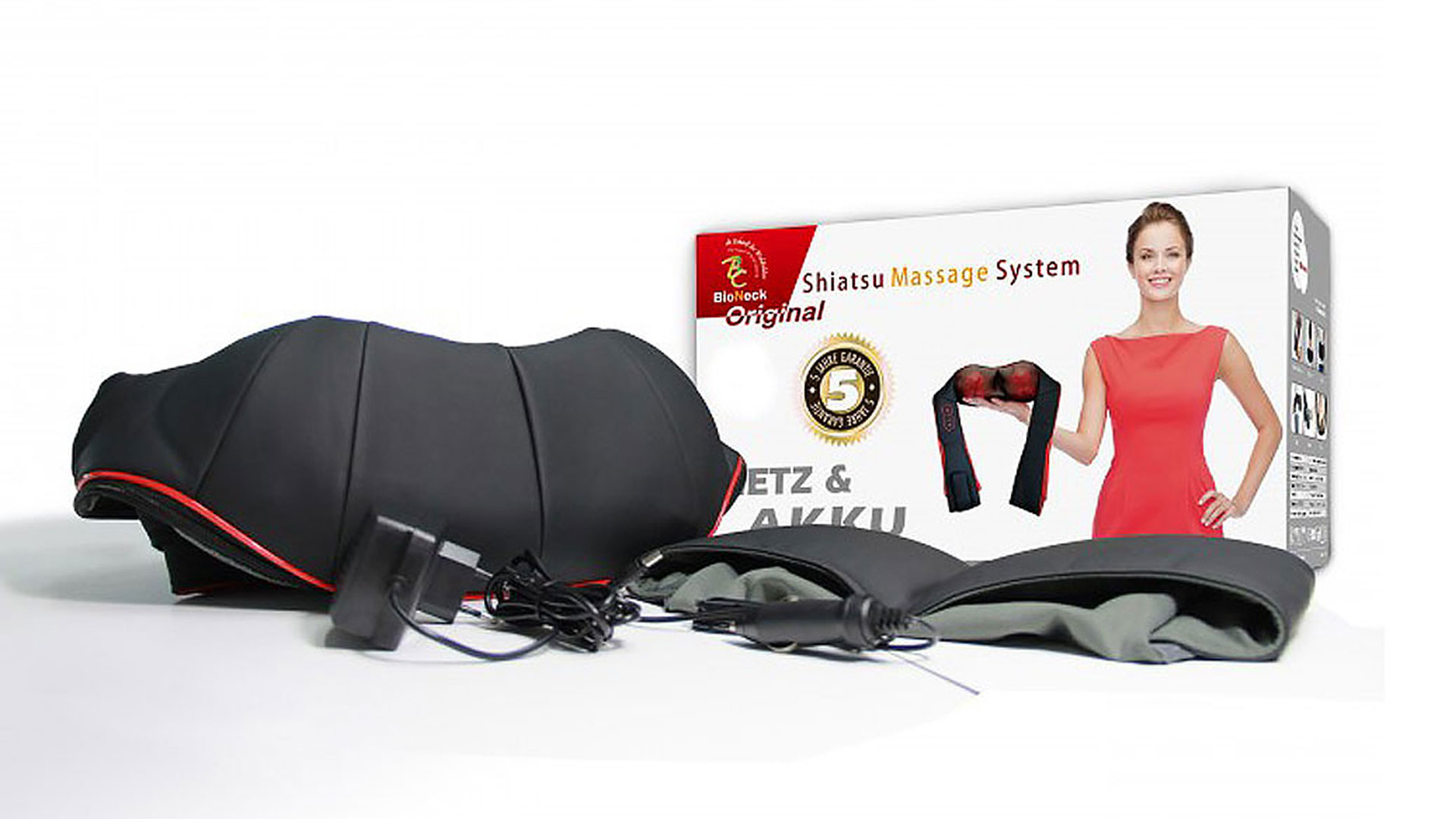 Bioneck 3.0 Rot Shiatsu Nackenmassagegerät mit Akku  * * * Messepreis * * * !